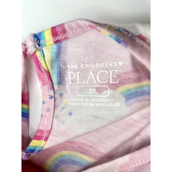 Childrens Place Rainbow Summer Romper Size 2T 24m Pink Sleeveless Elastic Waist - Picture 7 of 7